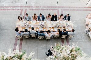 Wedding Guests Eating Dinner During Reception at Montalvo Arts Center in Saratoga, California