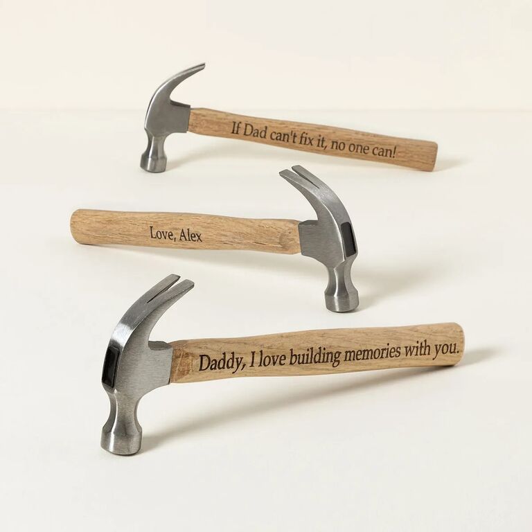 Personalized hammer gift idea for father of the groom.
