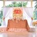 Glamorous Peach SweetheartTable with Monogrammed Backdrop