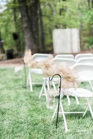 Burlap Ribbon and Baby's Breath Decorations
