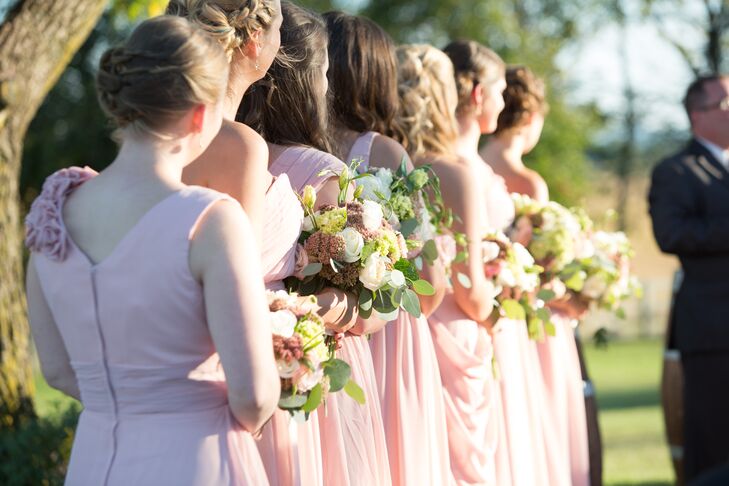 White Rose and Eucalyptus Bridesmaid Bouquets