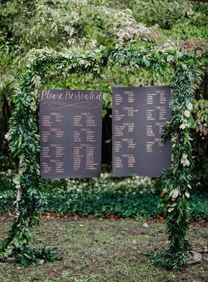 Lush Green Garland-Framed Seating Chart