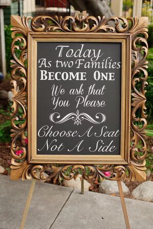 Gold-Framed Chalkboard Wedding Ceremony Sign
