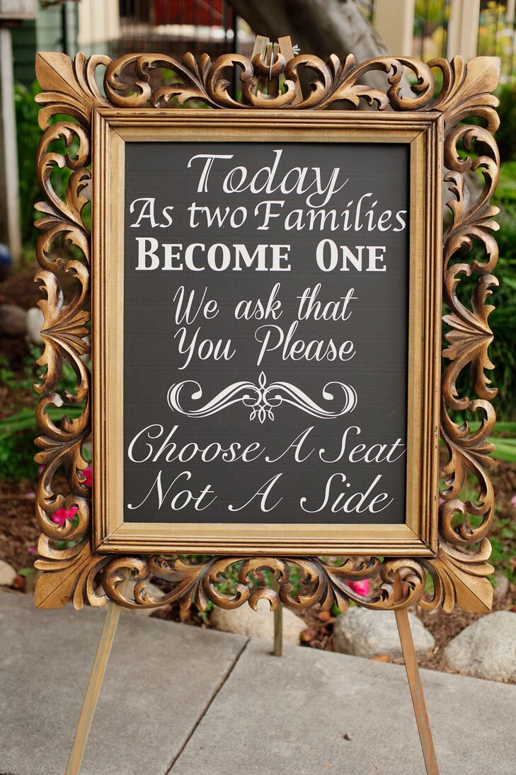 Gold-Framed Chalkboard Wedding Ceremony Sign