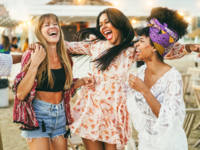 Group of friends having fun at bachelorette party