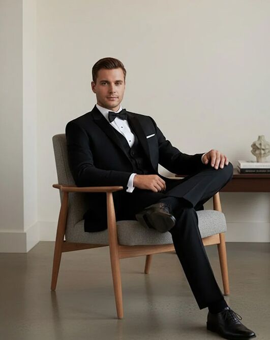 BLACKTIE VERMONT Black Wedding Tuxedo Black Tuxedo - 4