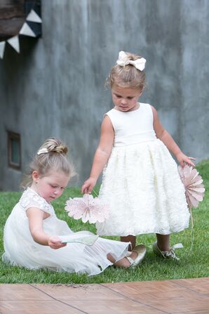 White Rosette Skirt Flower-Girl Dress