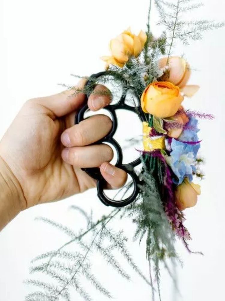 brass knuckles wedding bouquet alternative
