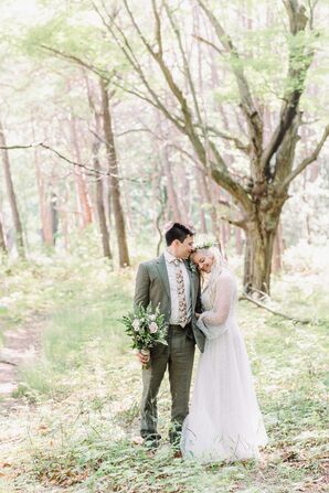 Couple Sharing Embrace in the Woods in Saugatuck, Michigan