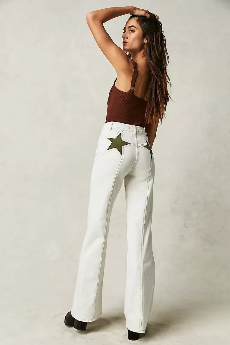 white jeans with stars on back