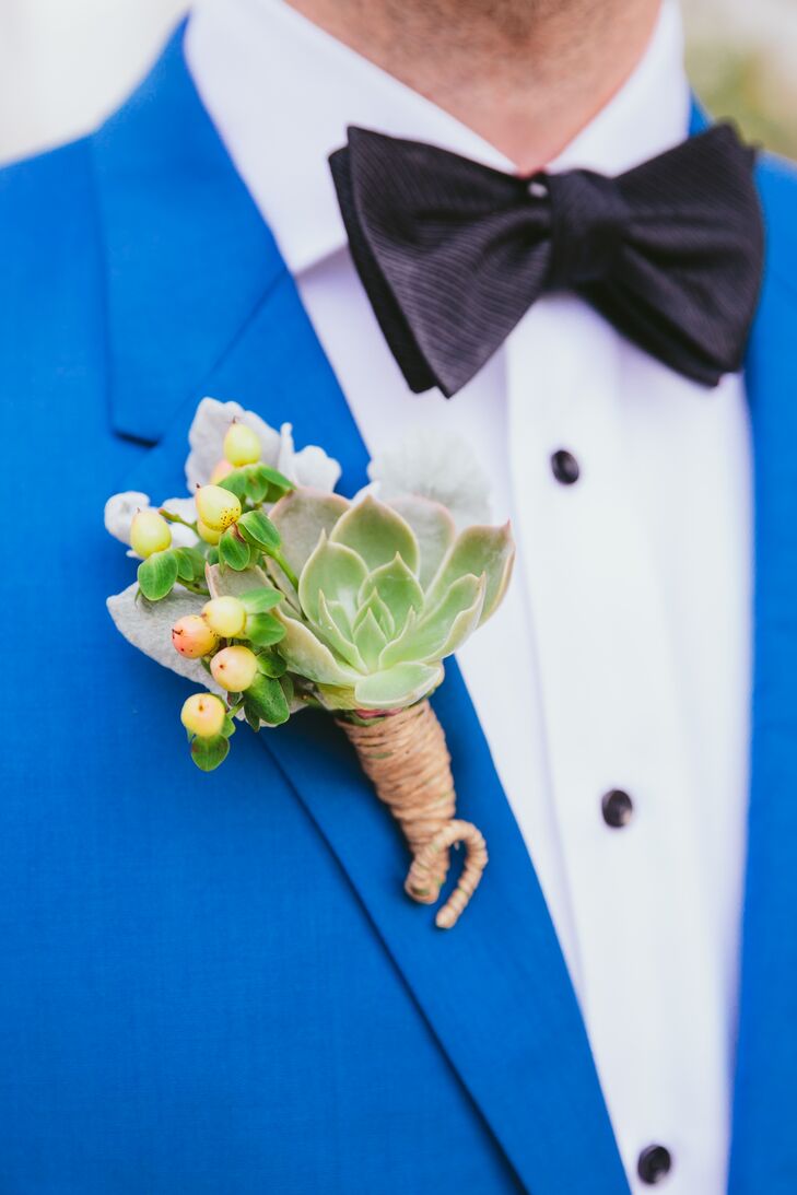 Succulent and Hypericum Berry Boutonniere