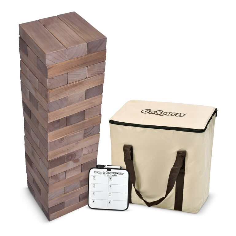 Giant outdoor tower game gift idea for wedding registry. 