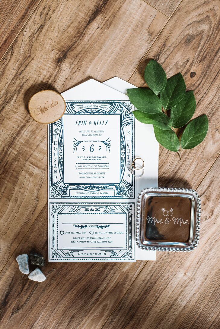 Casual Blue and White Wedding Invitations