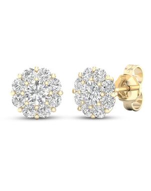 Kay Jewelers Lab-Created Diamonds by KAY Flower Stud Earrings 1 ct tw Round-Cut 14K Yellow Gold Wedding Earring photo