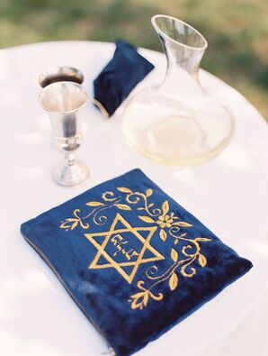 Navy and Gold Embroidered Tallit Bag