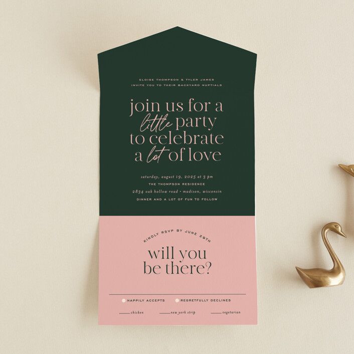 pink and green wedding invitations for V-Day