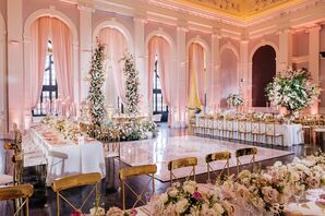 Ballroom With Pink, Fairytale Theme, Blush Flowers and Custom Dance Floor