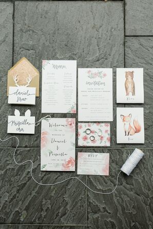 Custom Watercolor Rose Invitation Suite