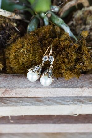 Gold, Crystal and Pearl Wedding Earrings