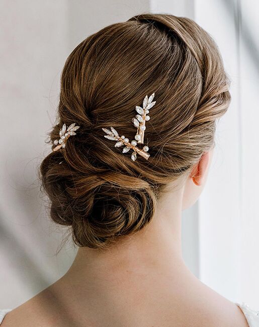 AW Bridal AW BRIDAL Wedding Hair Clip Rhinestone Bridal Hair Pieces Hair Combs for Women Pearl Wedding Hair Barrettes Wedding Hair Accessories for Brides 3pcs (Gold) Gold Pins, Combs + Clip - 4