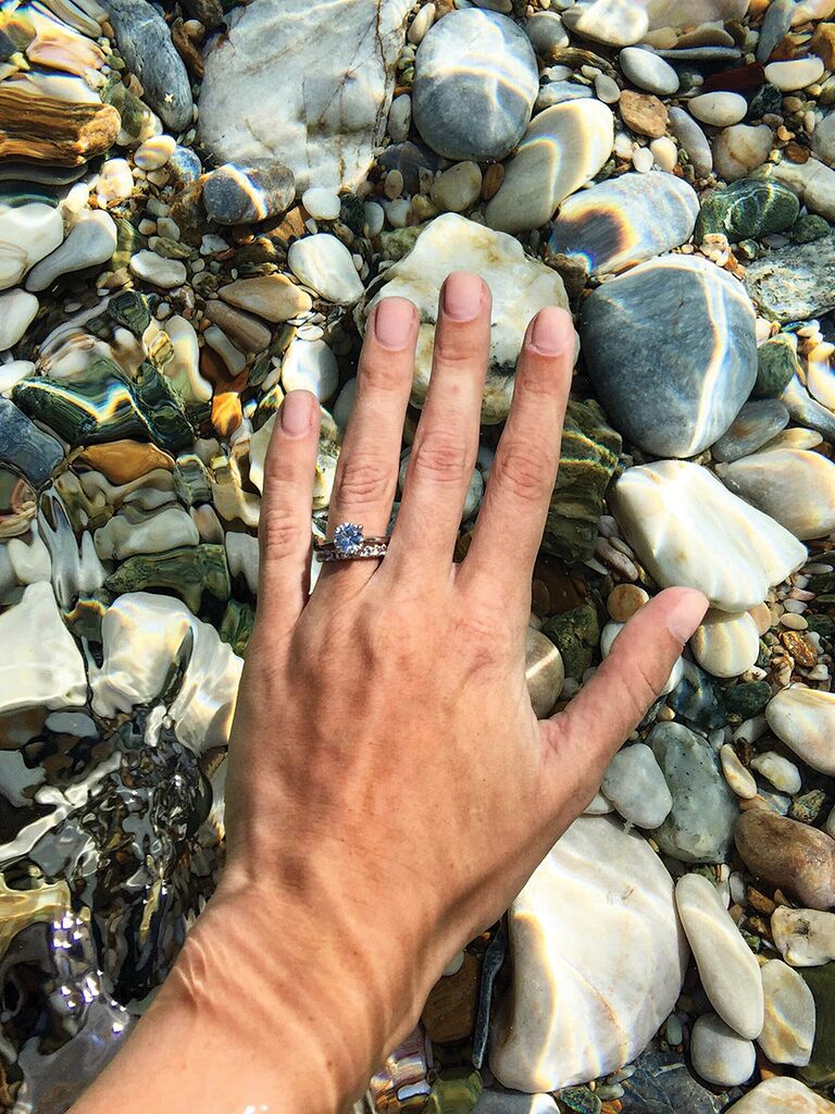 Engagement ring selfie idea underwater