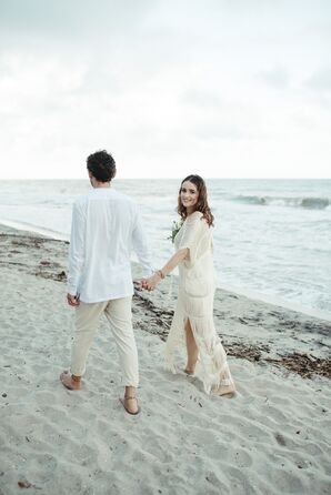 Bride and Groom at Beach Wedding