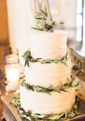 Ivory Cake Rimmed With Leaves
