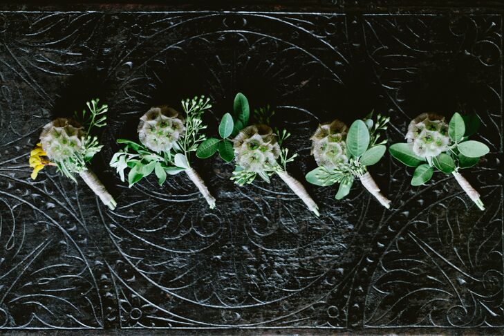 Scabiosa Pods and Olive Leaf Boutonniere