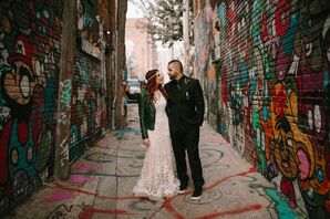 Bohemian Couple at Graffiti Wall in The Guild in Kansas City, MO