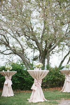 Champagne-Colored Linen High-Top Cocktail Tables