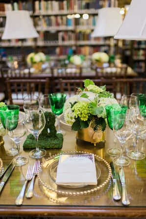Green and Gold Tablescape