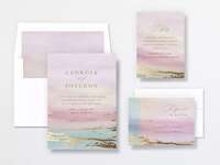 Beautiful and serene watercolor wedding invitations.