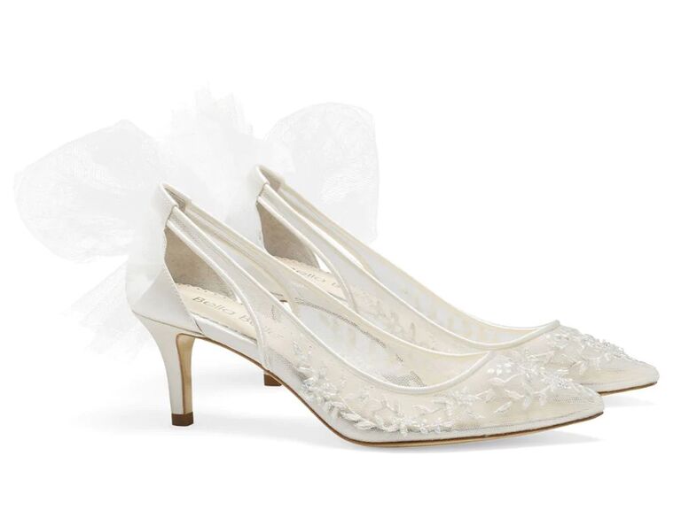Bella Belle peep-toe kitten heel with bows for the best bridal shoes