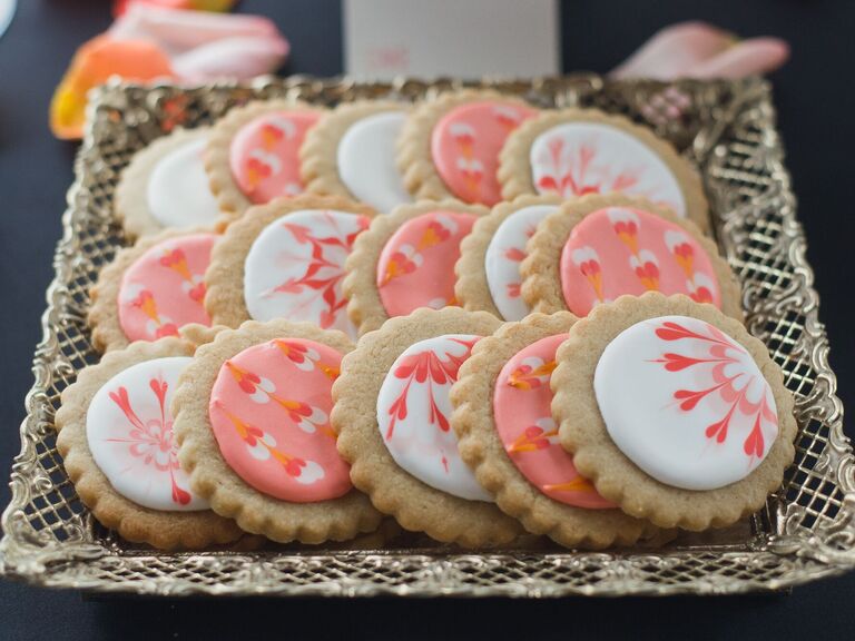 Pink and white sugar cookie idea for a bridal shower. 
