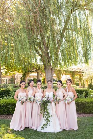 Blush Floor-Length Bridesmaid Dresses