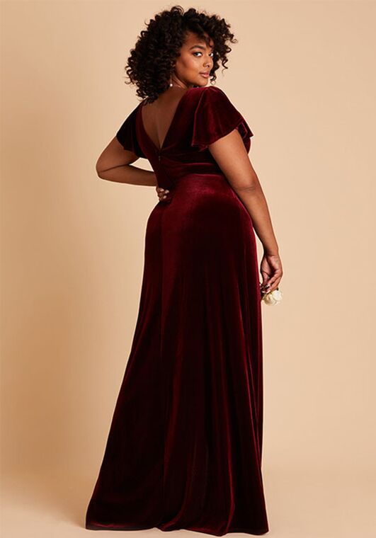 Birdy Grey Hannah Velvet Dress in Cabernet V-Neck Bridesmaid Dress - 3