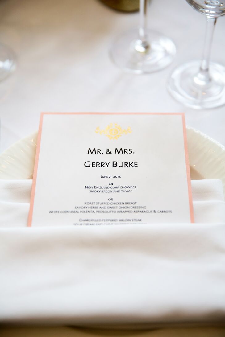 The white menu cards were tucked into the white linen napkins at each place setting.