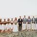 "We wanted our bridal party to be comfortable, so we decided on white linen dresses from Free People for the bridesmaids and a similar look for the groomsmen with an accented gray tweed blazer," Gwynne says.