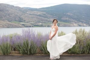 Elegant and Simple Flowy Ivory Wedding Dress