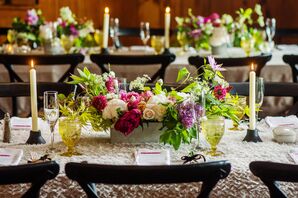 Bright Peony, Lilac and Rose Centerpieces