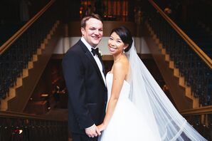 Classic Formal Tuxedo and Strapless Monique Lhuillier Gown