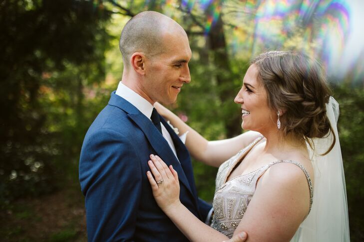 Megan	Hickok and Ryan Teeter's wedding focused largely on nature, since "both of us feel most at home in it," the couple says. "The vision began with 