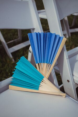 Blue and Teal Ceremony Fans