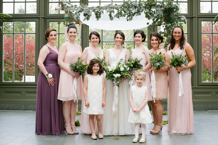 Mismatched Blush Bridesmaid Dresses