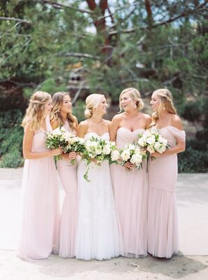 Floor-Length Blush Bridesmaid Dresses