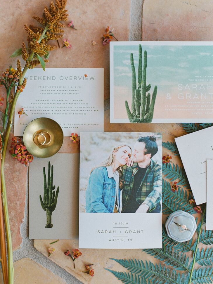 Texas Wedding Invitation with Cacti Illustrations