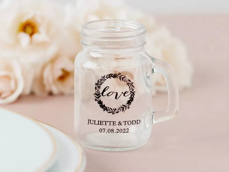 Personalized mason jar shot glasses