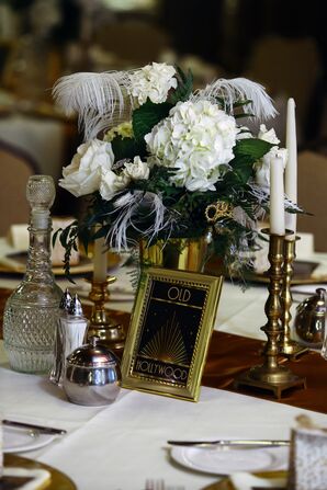 White Feather and Hydrangea Centerpieces