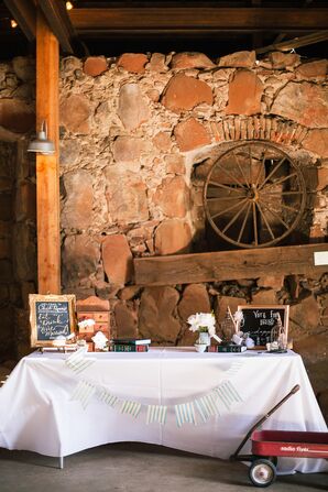 Rustic, Vintage Decor on Reception Table
