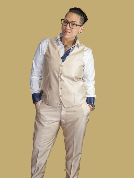 Fitted suit for a wedding by Haute Butch. 